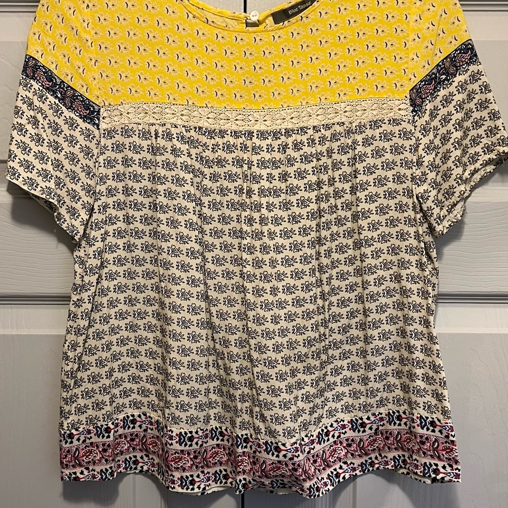 Boho Patchwork Print Blouse
